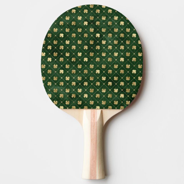 Raquette De Ping Pong Élégant Clover Vert Or  (Devant)