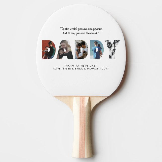 Raquette De Ping Pong Elegant DADDY Photo Collage Happy Fête des pères (Devant)