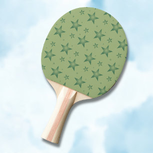 Raquette De Ping Pong Élégant et élégant Olive Stars sur Sage Green