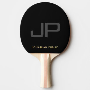 Raquette De Ping Pong Elegant Gold Nom Modèle noir Monogramme