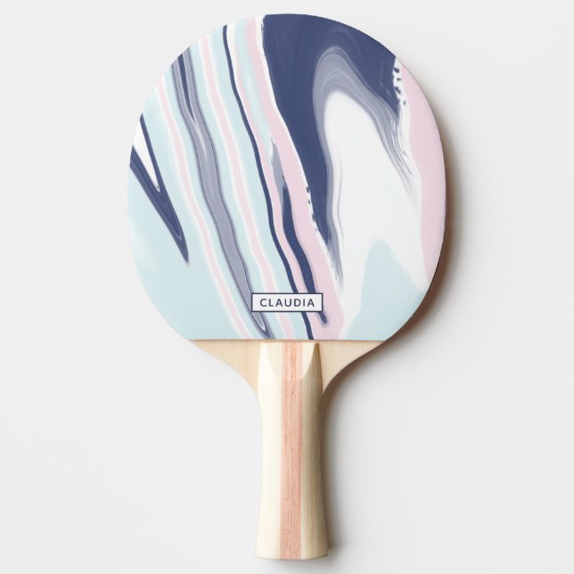 Raquette De Ping Pong Elégant marbre blanc rose moderne (Devant)