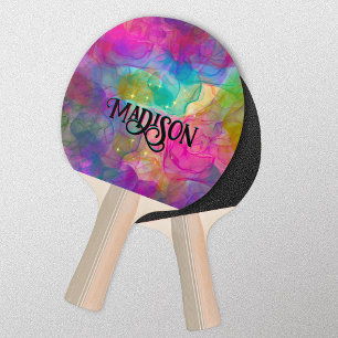 Raquette De Ping Pong Élégant monogramme d'art en marbre coloré