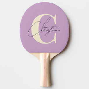 Raquette De Ping Pong Élégant Monogramme Moderne du Milieu du Siècle Été