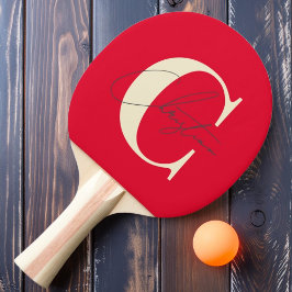 Raquette De Ping Pong Élégant Monogramme Moyen Siècle Cherry Picking Ros