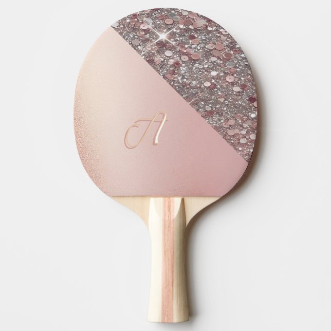 Raquette De Ping Pong Élégant Monogramme Or Rose (Devant)