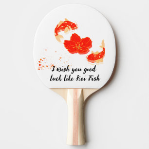 Raquette De Ping Pong Élégant Poisson Koi et Art de Fleur Rouge Style