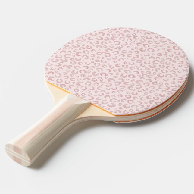 Raquette De Ping Pong Élégant Rose Parties scintillant d'or Leopard Moti (Devant Angle)