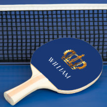 Élégant Royal Gold Nom Couronne Bleu