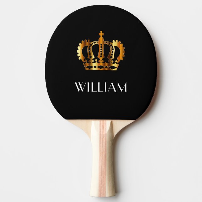 Raquette De Ping Pong Élégant Royal Gold Nom Couronne Noir (Devant)