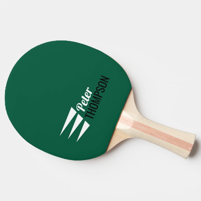 Raquette De Ping Pong Élégant Trois bandes Nom vert (Côté)