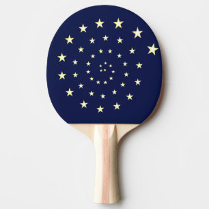 Raquette De Ping Pong Élégante spirale d'étoiles sur bleu marine
