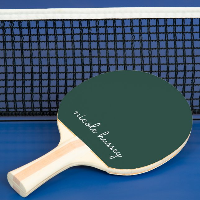 Raquette De Ping Pong Émeraude verte | Moderne Monogramme élégant (Insitu)
