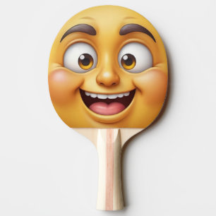 Raquette De Ping Pong Emoji Jaune/Jaune En Colère 3D