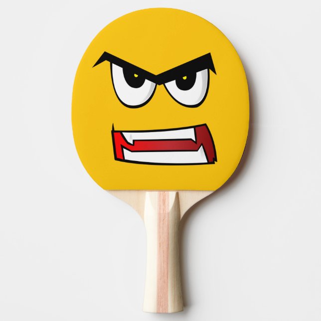 Raquette De Ping Pong Emoji Jaune vraiment en colère (Devant)