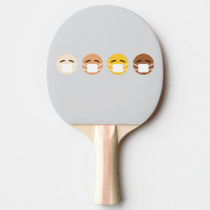 Raquette De Ping Pong Emoji masqué face au masque à un COVID