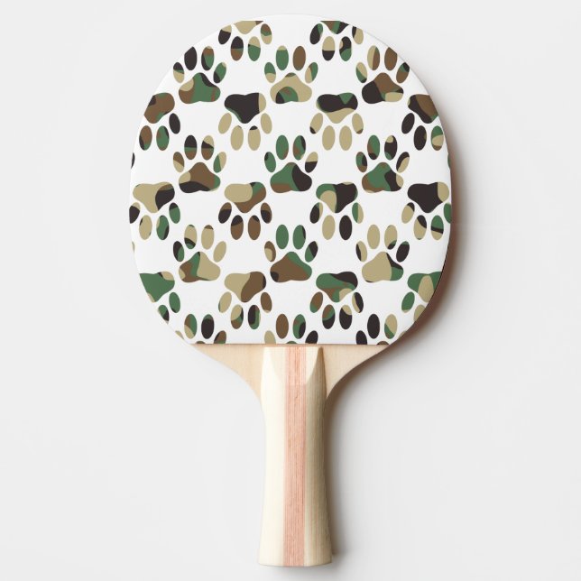 Raquette De Ping Pong Empreinte de patte de chien Motif Camo (Devant)
