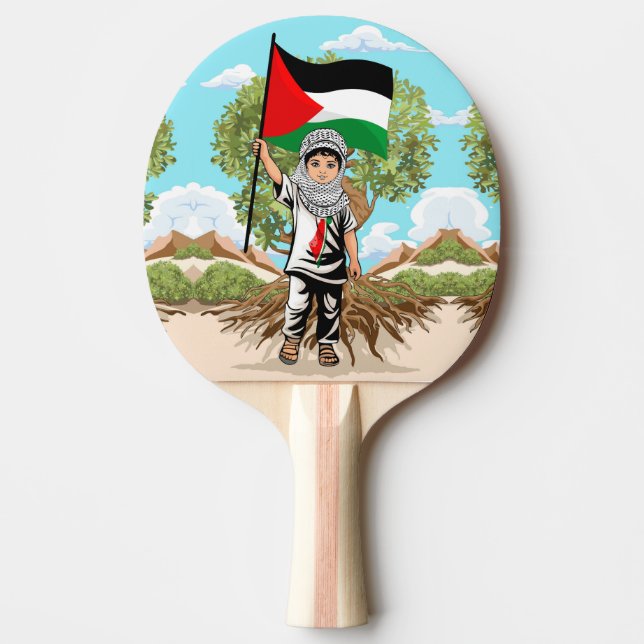 Raquette De Ping Pong Enfant avec le drapeau de Keffiyeh Palestine (Devant)