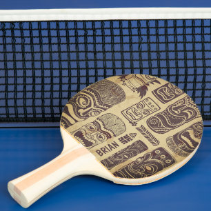 Raquette De Ping Pong Ensemble Tiki Vintage Grunge Cool Personnalisé