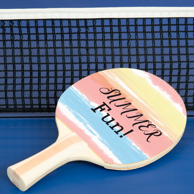 Raquette De Ping Pong Été Amusant rose bleu jaune Aquarelle rayures (Insitu)