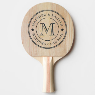 Raquette De Ping Pong Étoile de mariage en bois de frêne blanc avec mono