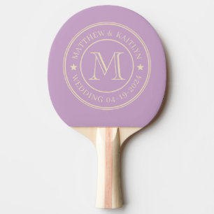 Raquette De Ping Pong Étoile de monogramme de mariage lilas d'été de mil