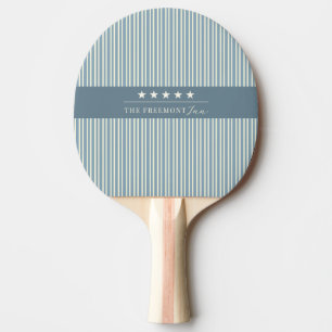 Raquette De Ping Pong Étoiles Rayures Crème Bleue