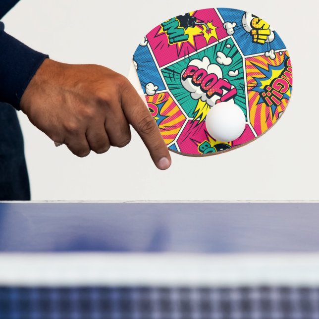 Raquette De Ping Pong Explosion de bande dessinée rétro : Vibrant Pop Ar (Insitu)