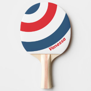 Raquette De Ping Pong Facteur Cercle Nostalgique Rayé avec Nom