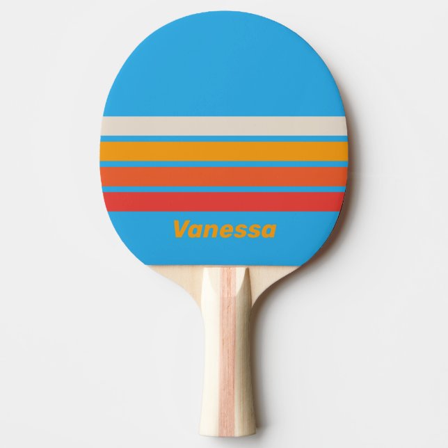 Raquette De Ping Pong Faded Surf Blue Across Striping with Name (Devant)