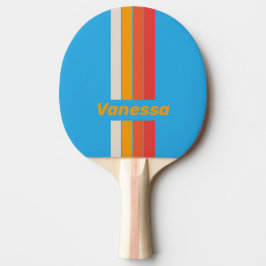 Raquette De Ping Pong Faded Surf Blue Pin Striped with Name