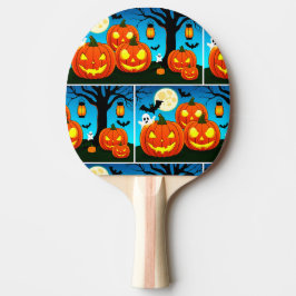 Raquette De Ping Pong Fantôme d'Halloween, Citrouilles, chauves-souris