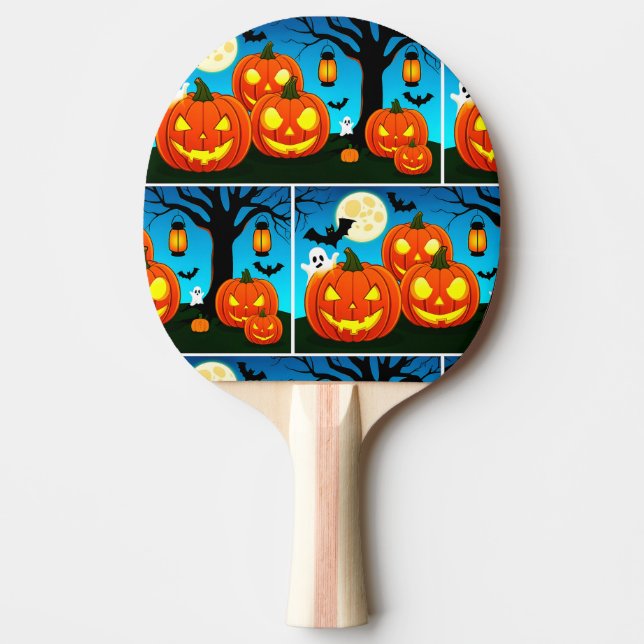 Raquette De Ping Pong Fantôme d'Halloween, Citrouilles, chauves-souris (Devant)