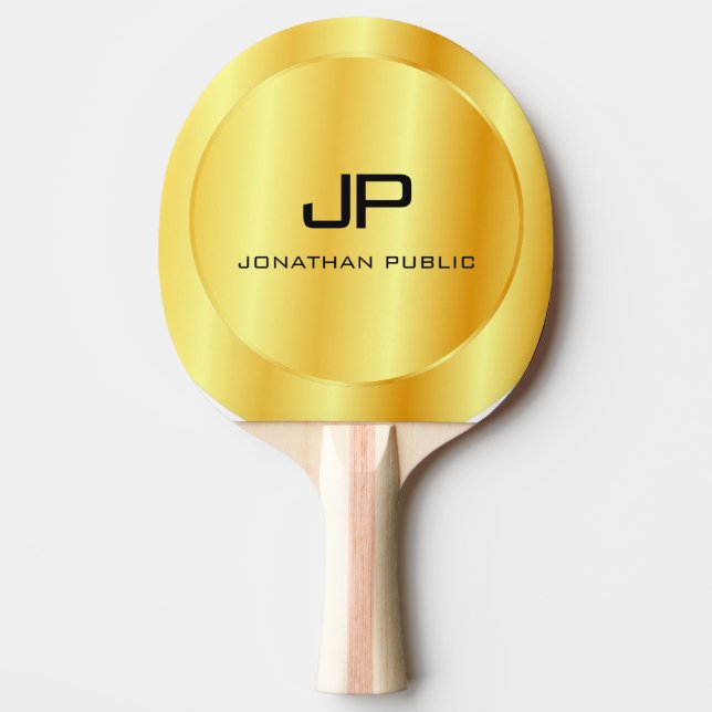 Raquette De Ping Pong Faux Gold Metallo Look Monogramme Modèle (Devant)