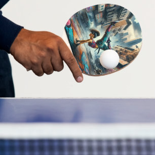 Raquette De Ping Pong Femmes en action de Breakdancer Silhouette de New 