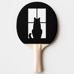 Raquette De Ping Pong Fenêtre Chat noir Cliquez pour Customiser une déco