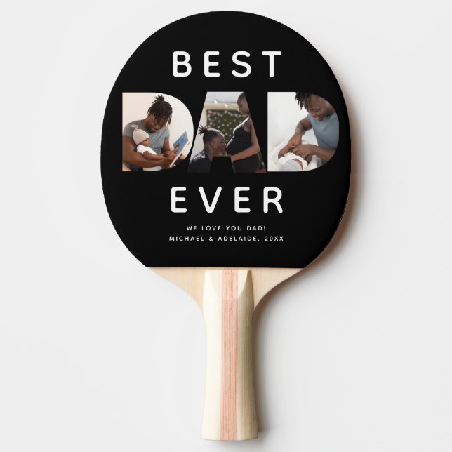 Raquette De Ping Pong Fête des pères personnalisée Collage photo meilleu (Devant)