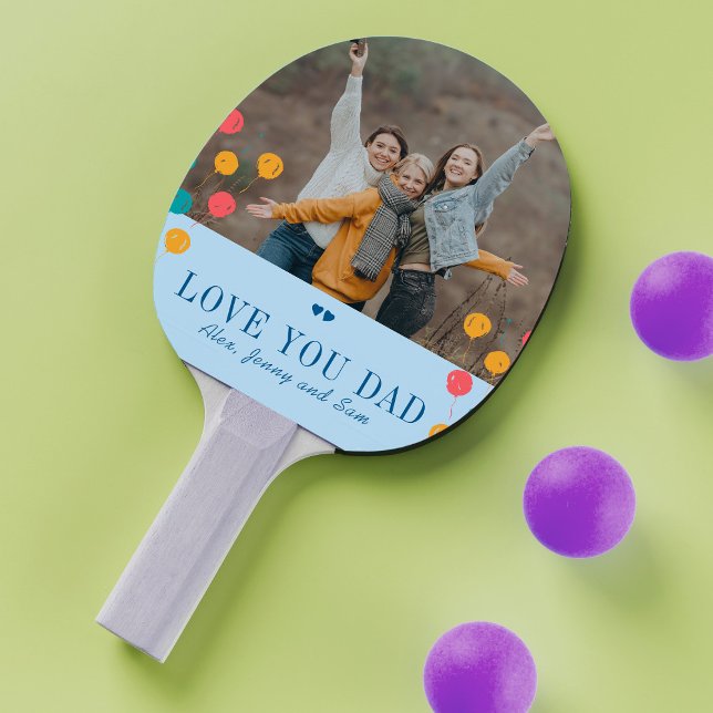 Raquette De Ping Pong Fête des pères photo personnalisée et texte amour  (Créateur téléchargé)