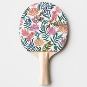 Raquette De Ping Pong Feuilles botaniques aquarelle Floral Coloré