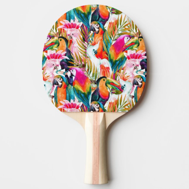 Raquette De Ping Pong Feuilles de perroquets et palmiers (Devant)