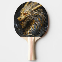Raquette De Ping Pong Fierce Gold Dragon Personalized