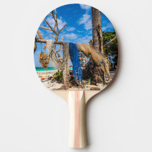 Raquette De Ping Pong Filets de pêche séchant sur la plage