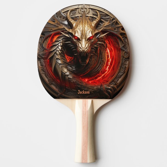 Raquette De Ping Pong Fire Breathing Red Dragon Personalized (Devant)