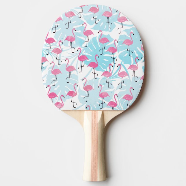 Raquette De Ping Pong Flamants gracieux et feuilles de monstère (Devant)