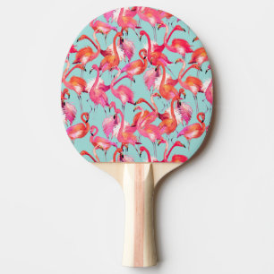 Raquette De Ping Pong Flamants roses aquarelles rassemblés