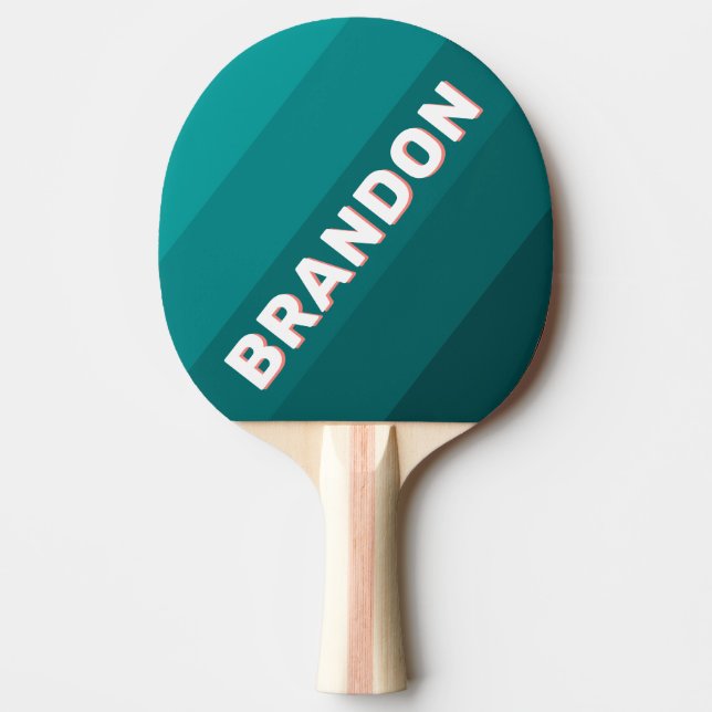Raquette De Ping Pong Flamingo Aqua Bold Stripes with Name (Devant)