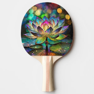 Raquette De Ping Pong Fleur de lotus vibrante en verre teinté