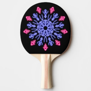 Raquette De Ping Pong Fleur de néon bleu et rouge