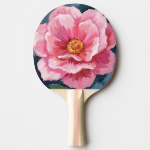Raquette De Ping Pong Fleur de pivoine rose florale aquarelle