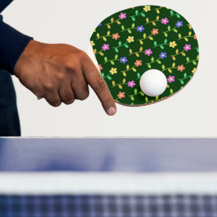 Raquette De Ping Pong Fleurs colorées, Motif Floral, Verdure, Boho