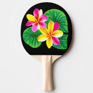 Raquette De Ping Pong Fleurs de la Plumeria tropicale